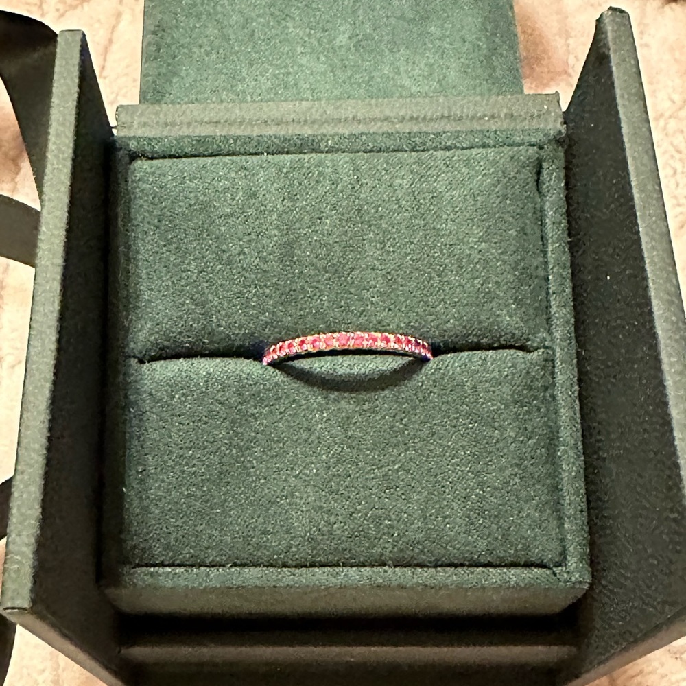 David Yurman Eden band ring 18k rose gold with pave pink sapphires